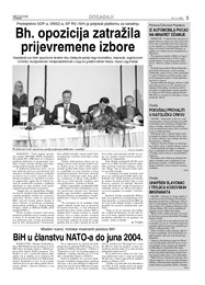 Bh. opozicija zatražila prijevremene izbore