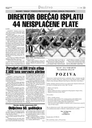 DIREKTOR OBEĆAO ISPLATU 44 NEISPLAĆENE PLATE