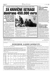 ZA KRIVIČNE ISTRAGE donirano 450.000 evra