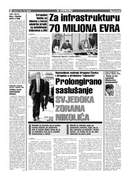 Za infrastrukturu  70 MILIONA EVRA