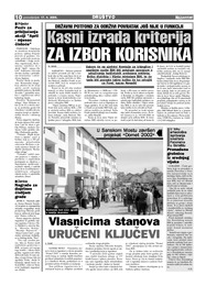 Kasni izrada kriterija ZA IZBOR KORISNIKA