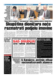 Skupština dioničara neće razmatrati podjelu imovine