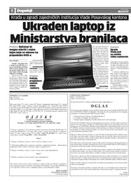 Ukraden laptop iz Ministarstva branilaca