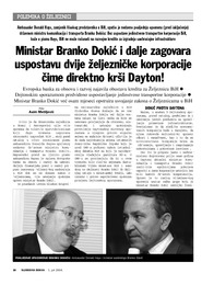 Ministar Branko Dokić i dalje zagovara uspostavu dvije željezničke korporacije čime direktno krši Dayton!